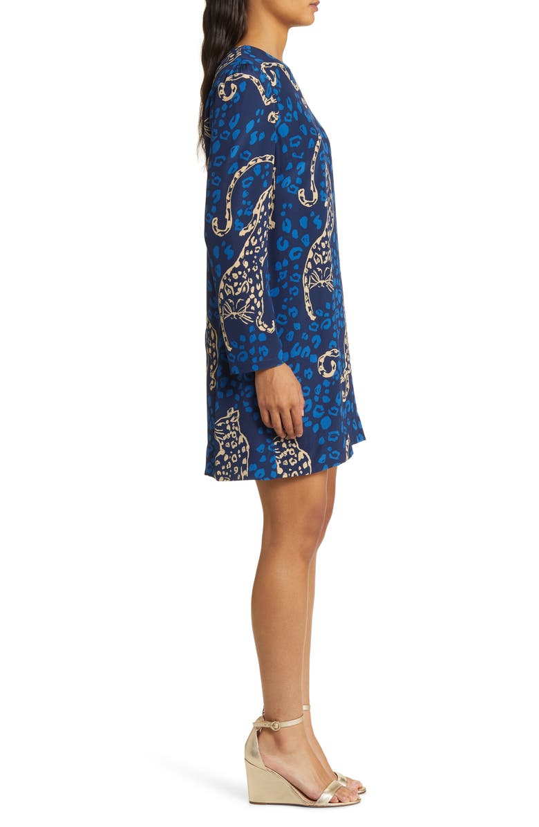 Lilly Pulitzer<sup>®</sup> Tyra Leopard Print Long Sleeve Silk Shift Dress, Alternate, color, 