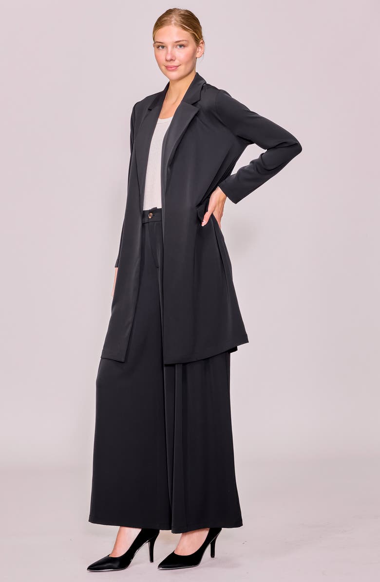 MELLODAY Long Crepe Blazer, Alternate, color, Black