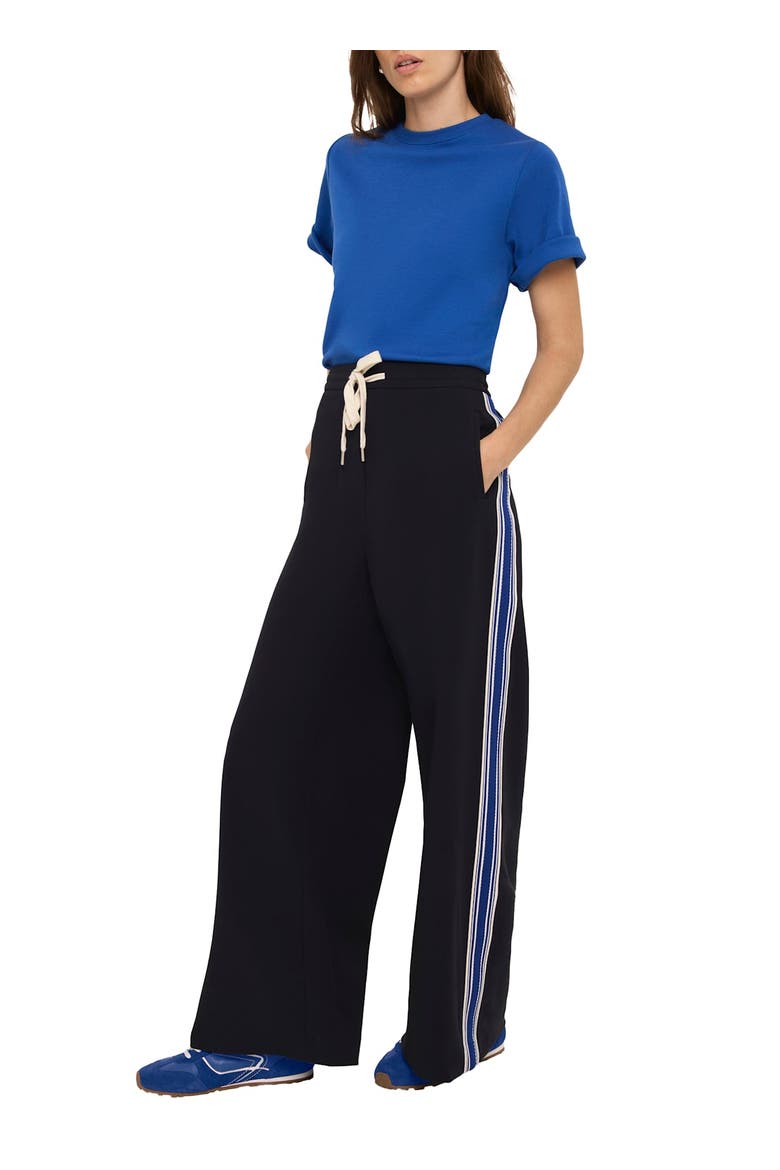 Side Stripe Wide Trousers, Main, color, Navy