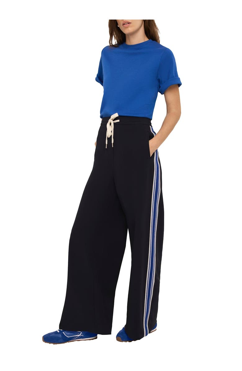 MINT VELVET Side Stripe Wide Trousers, Main, color, Navy