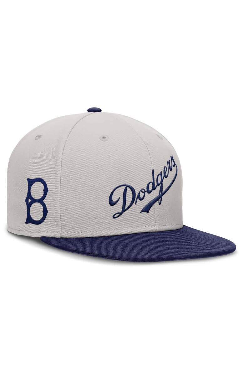 Nike Men's Nike Gray Brooklyn Dodgers Cooperstown Collection True Performance Fitted Hat, Main, color, Gray