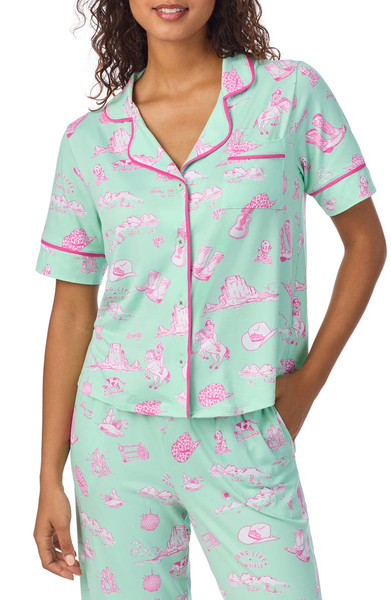 Room Service Pjs Print Pajamas, Alternate, color, Mint Print