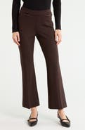 T Tahari Faux Leather Trim Flare Leg Pants