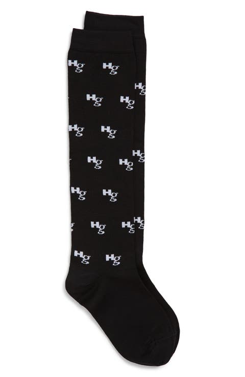 Logo Jacquard Knee High Socks