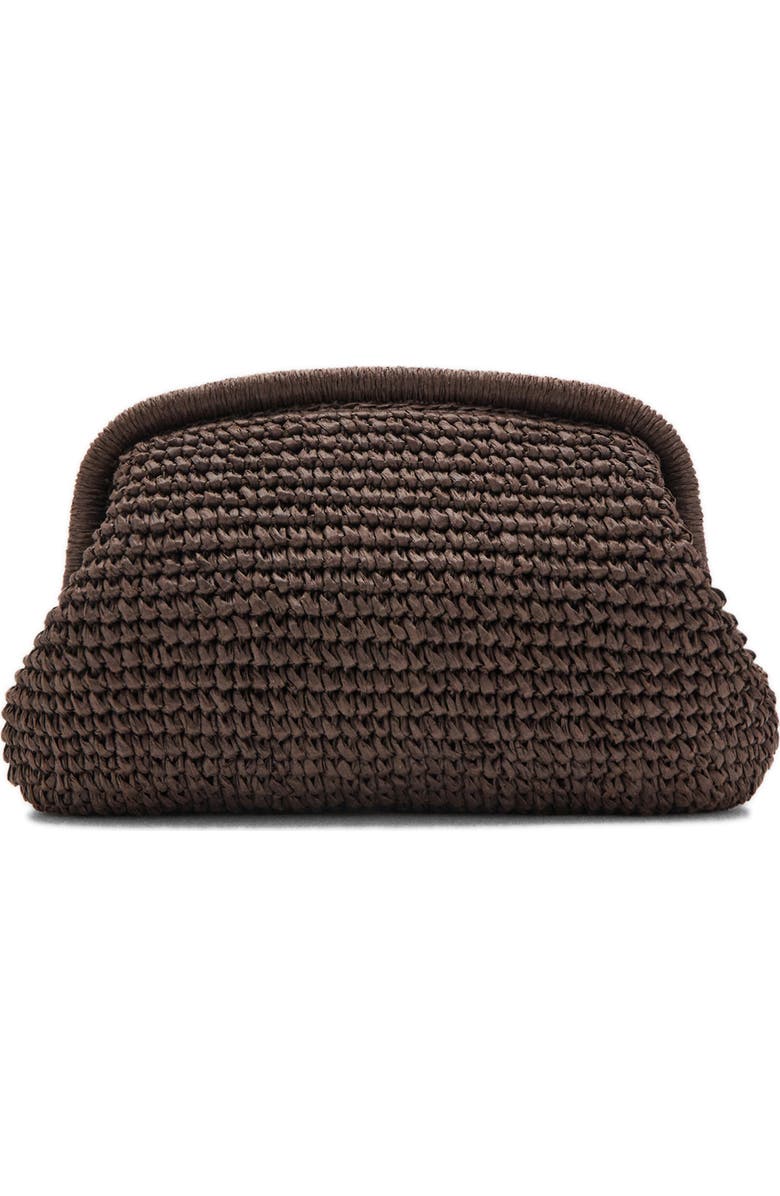 MANGO Natural Fiber Frame Clutch, Main, color, Chocolate