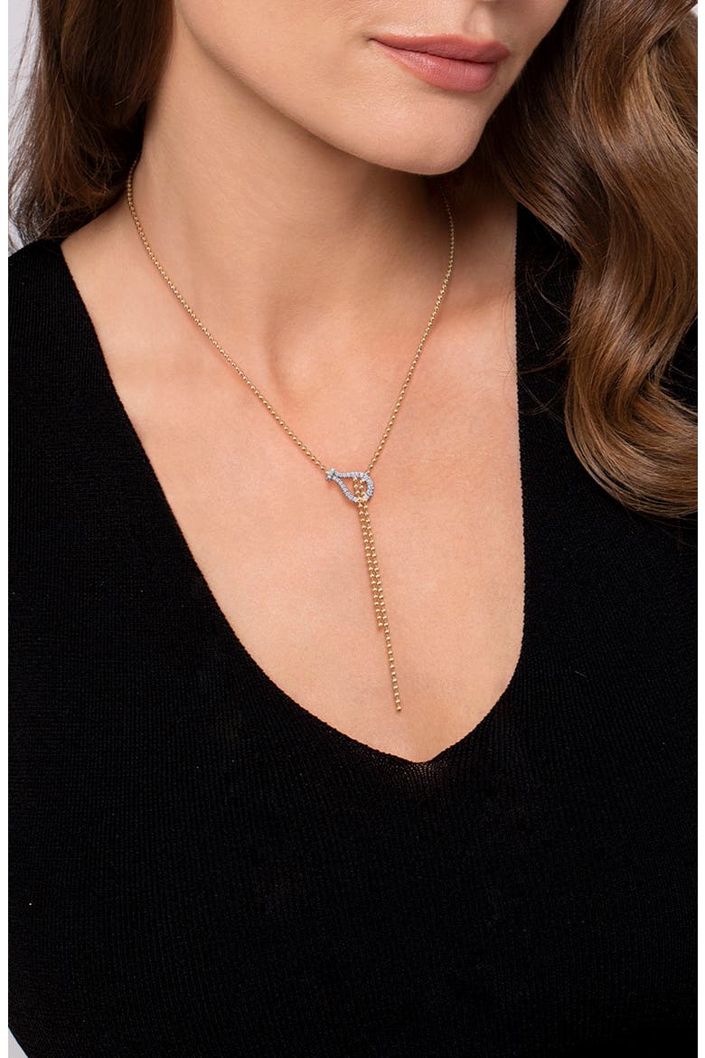 Bujukan Stirrup Two-Tone 14K Gold & Diamond Y-Necklace, Alternate, color, 14K YELLOW/ WHITE GOLD