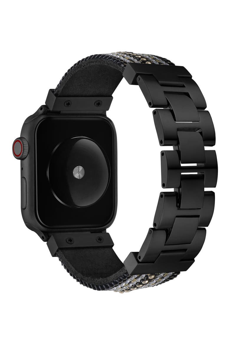 Beaded Steel Apple Watch® Watchband, Alternate, color, BLACK/SILVER