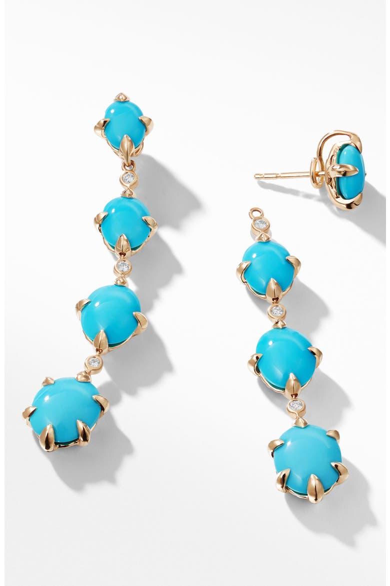 Châtelaine® 18k Gold Drop Earrings with Diamonds, Alternate, color, GOLD/ DIAMOND/ TURQUOISE