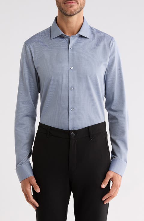 Slim Fit Double Edge Texture Dress Shirt