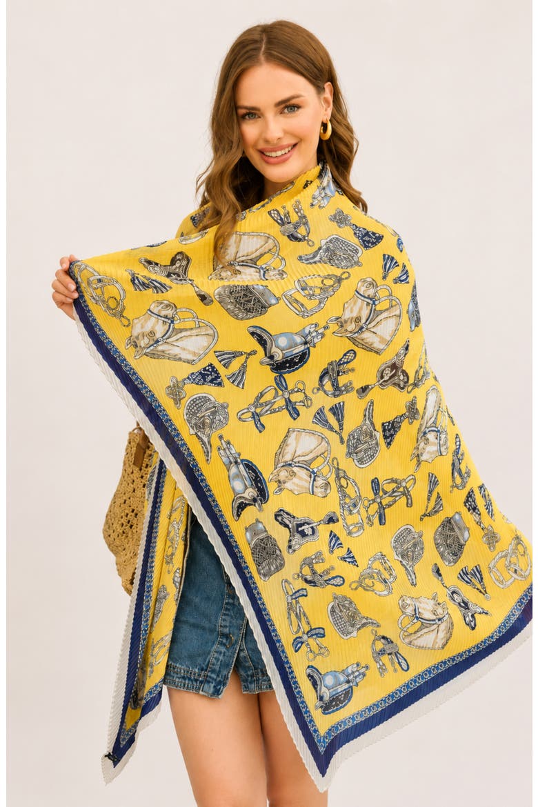 Equestrian Crinkle Scarf, Alternate, color, YELLOW