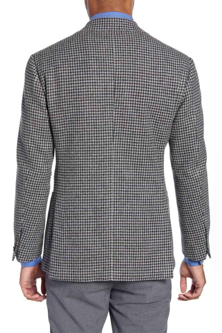 Trim Fit Houndstooth Check Wool Sport Coat, Alternate, color, GREY