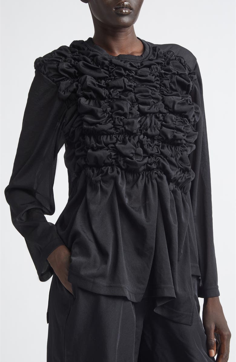 Comme des Garçons Comme des Garçons Gathered Ruffle Top, Alternate, color, Black