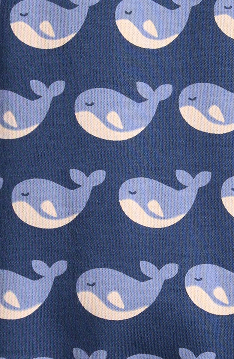 Little Green Radicals Singing Whales Organic Cotton Footie, Alternate, color, Blue