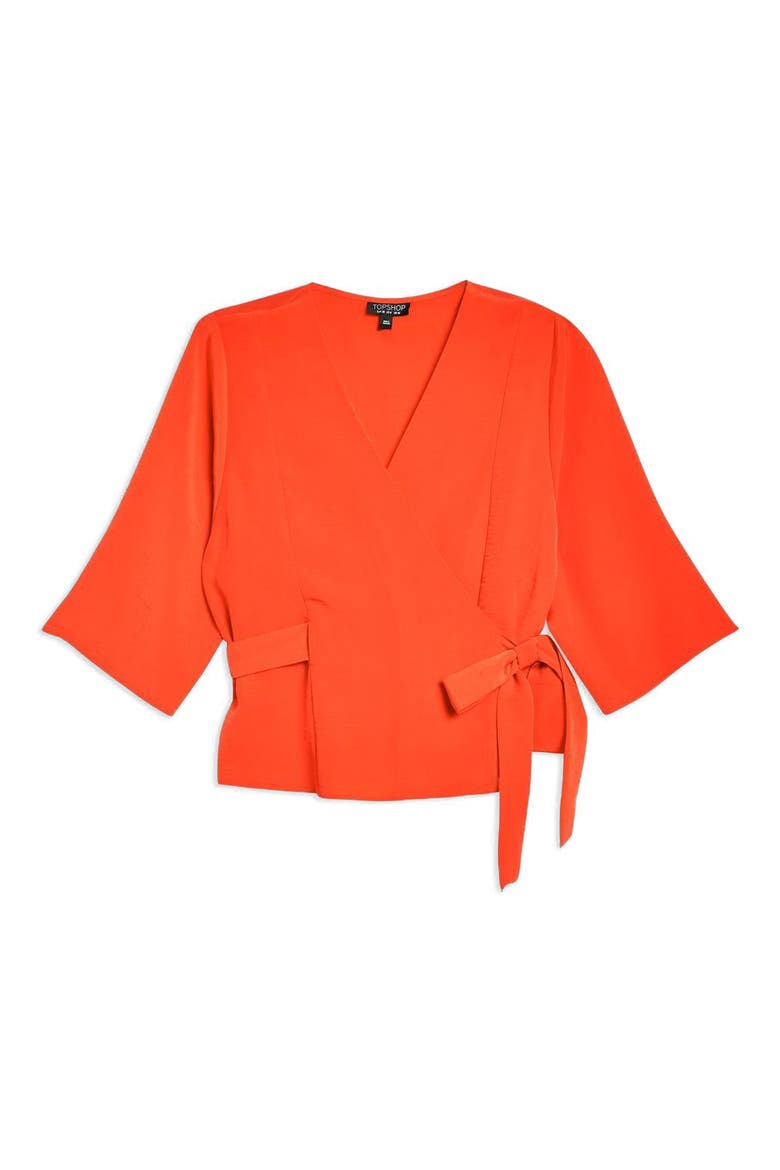 Kimono Wrap Blouse, Alternate, color, RED