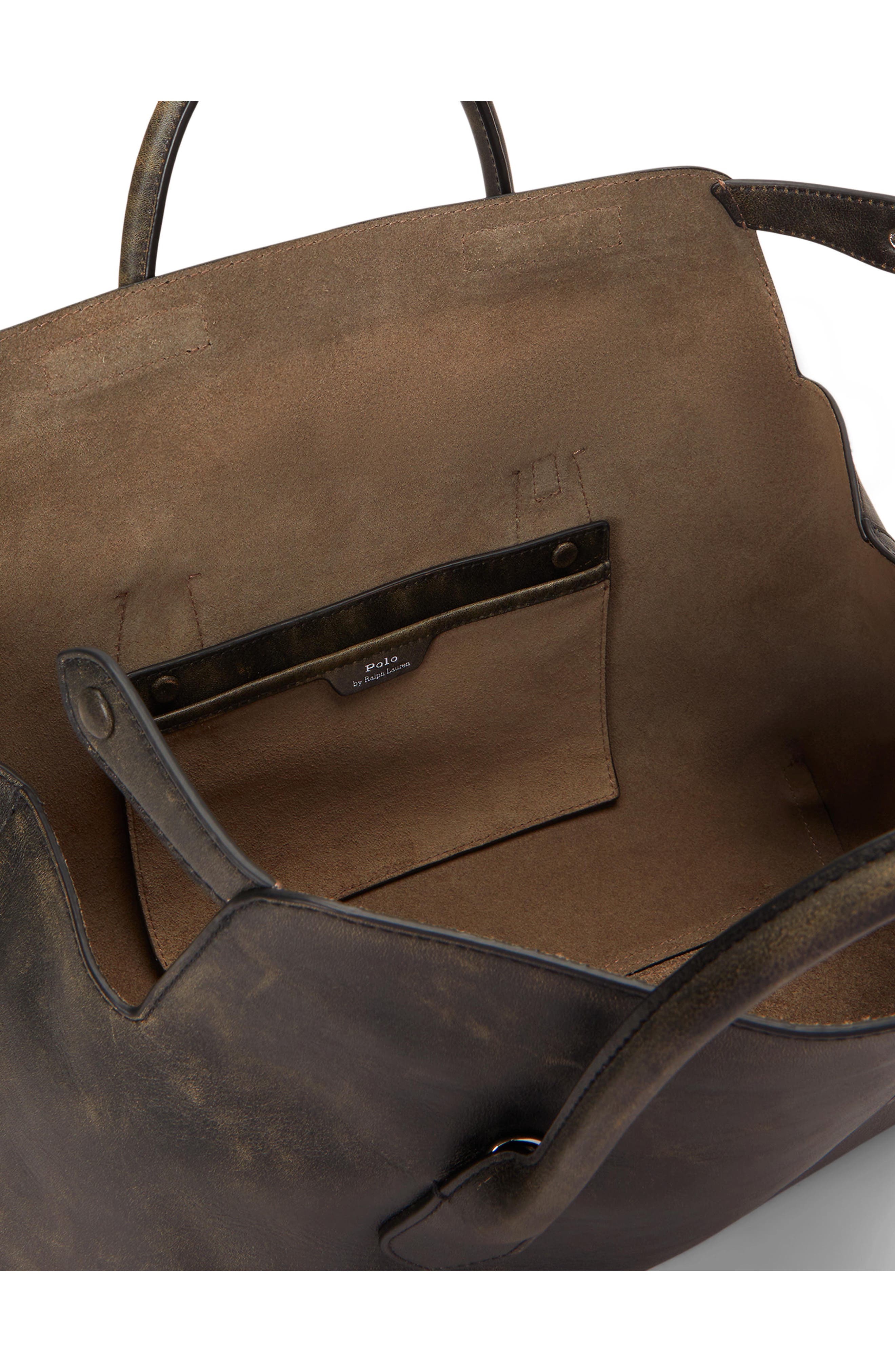 Distressed Leather Satchel, Alternate, color, STONE/ BLACK