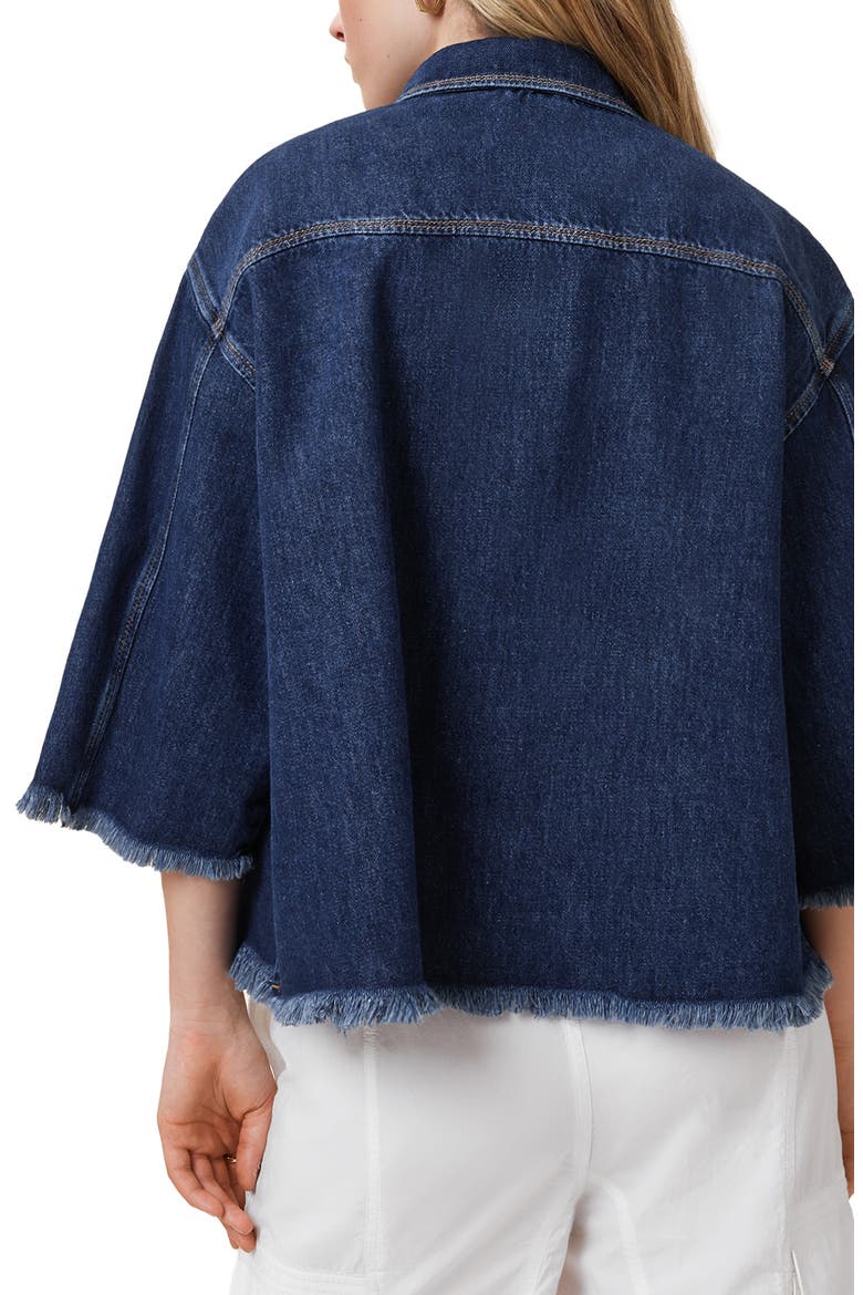 Faye Raw Hem Denim Shirt, Alternate, color, MID INDIGO