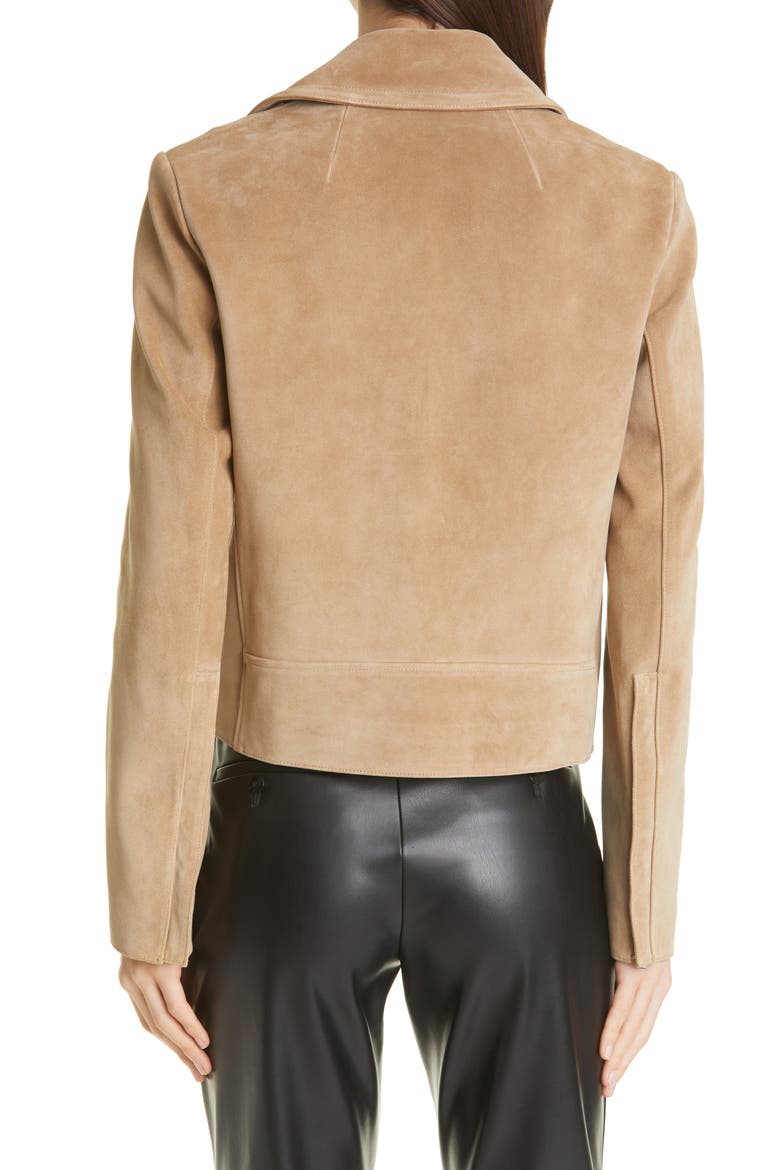 Suede Moto Jacket, Alternate, color, DARK SAND