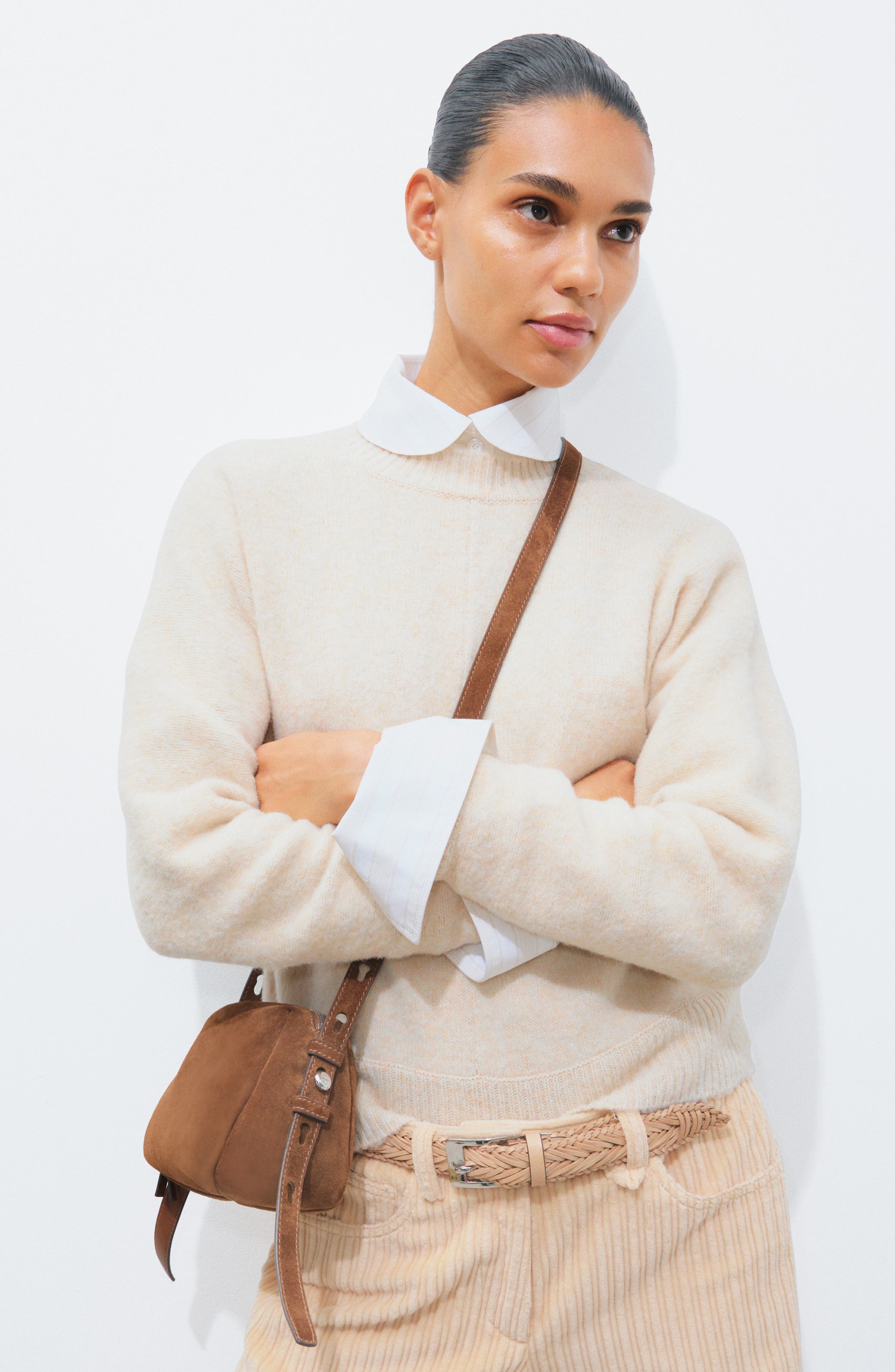 Romy Suede Soft Crossbody Bag, Alternate, color, CARAMEL