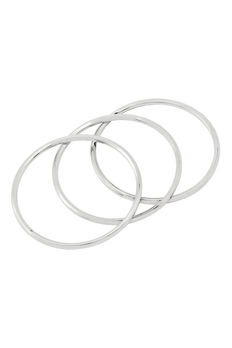 Set of 3 Bangle Bracelets, Main, color, RHODIUM