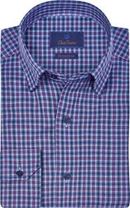 David Donahue Check Brushed Performance Sport Shirt