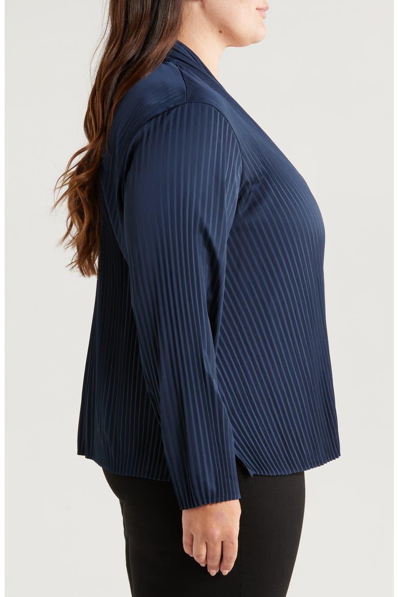 Pleat Satin Shirt, Alternate, color, DARK INDIGO