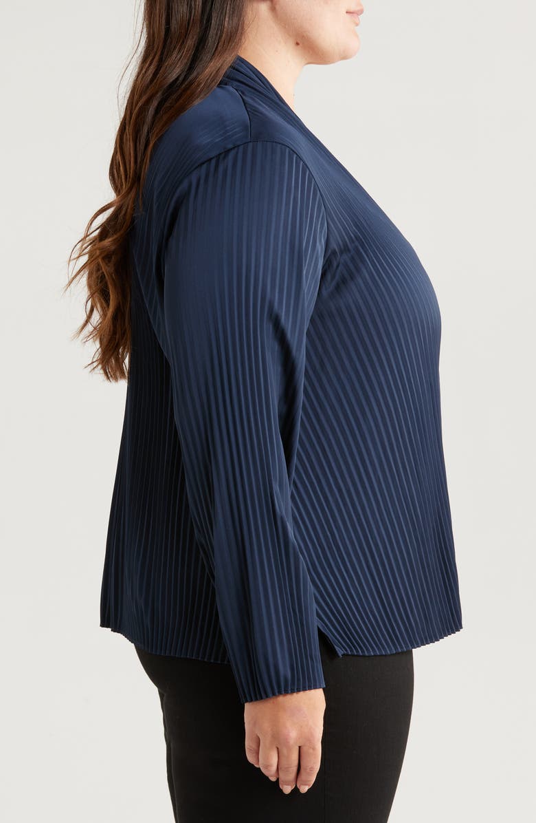 NIC+ZOE Pleat Satin Shirt, Alternate, color, Dark Indigo