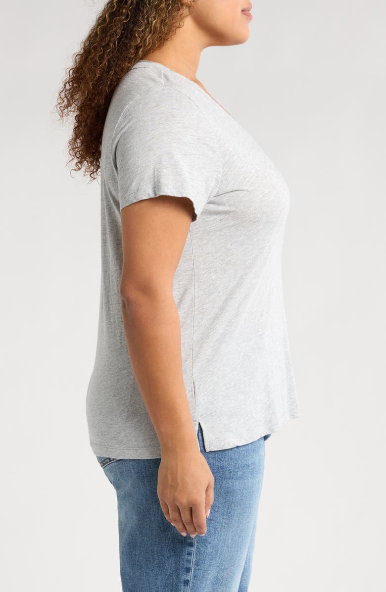 Caslon<sup>®</sup> Short Sleeve Cotton & Modal V-Neck Pocket T-Shirt, Alternate, color, Grey Heather