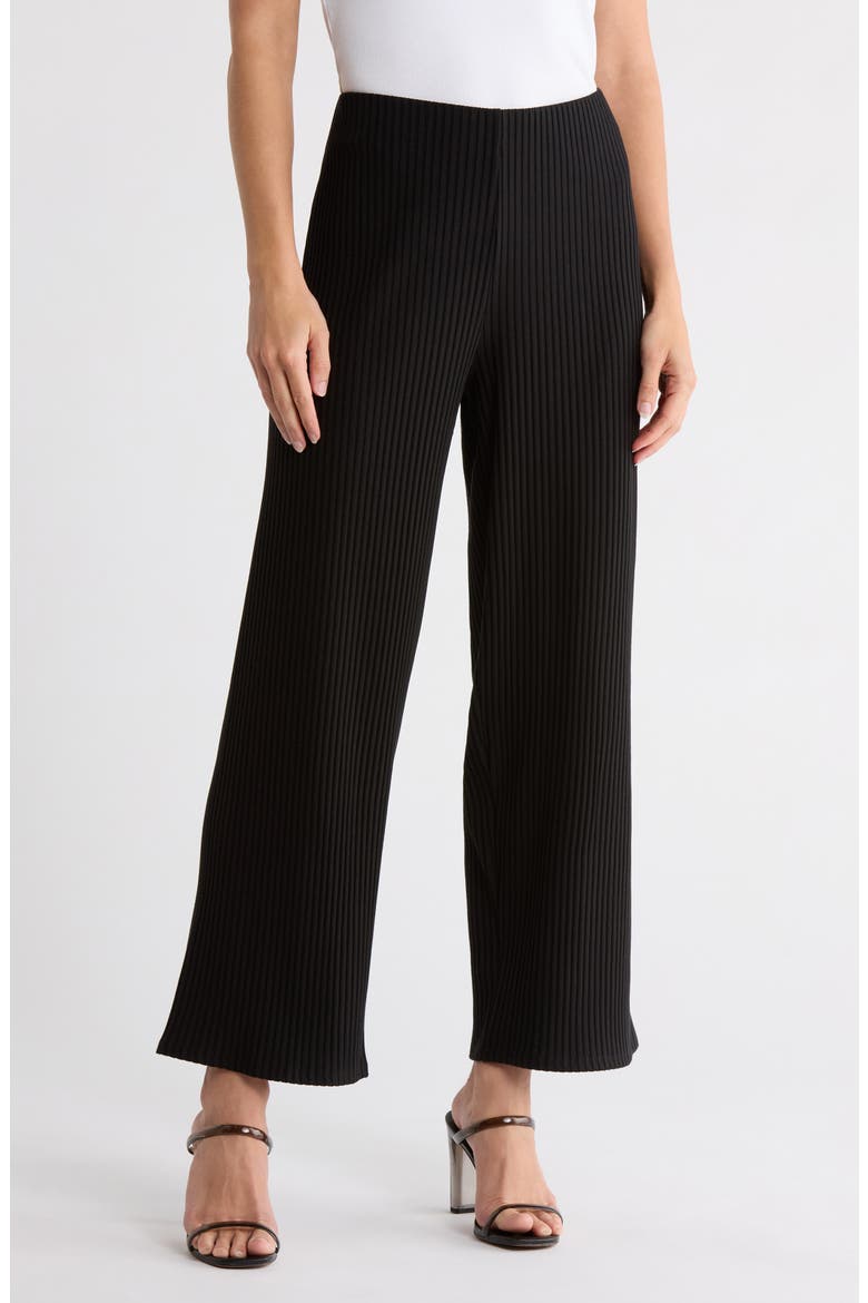 Rib Ankle Wide Leg Pants, Main, color, BLACK