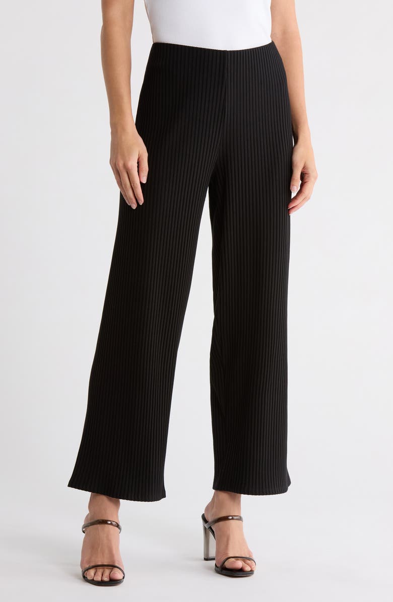 Eileen Fisher Rib Ankle Wide Leg Pants, Main, color, Black