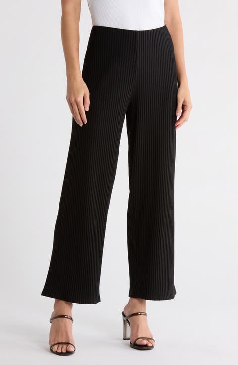 Rib Ankle Wide Leg Pants