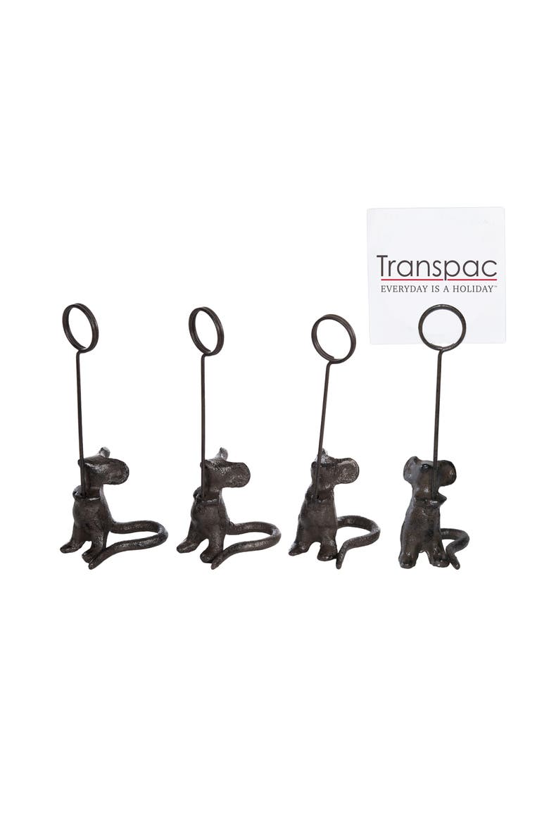 Iron Mouse Place Card Holder Set of 4 Metallic for Display and Entertaining, Alternate, color, Brown