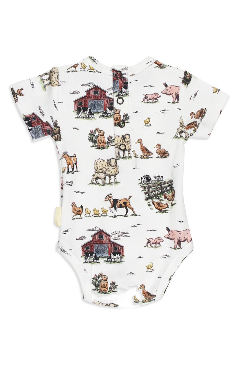 L'ovedbaby Short Sleeve Organic Cotton Bodysuit, Alternate, color, Farm Friends
