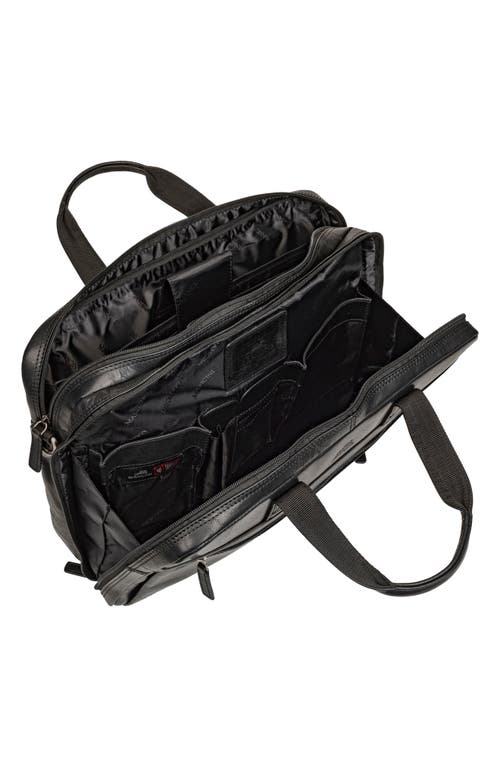 Mancini Double Compartment Leather Briefcase In Black