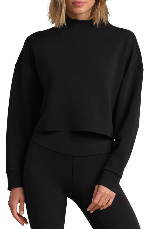 Rhone Dreamglow Mock Neck Crop Sweatshirt In Black