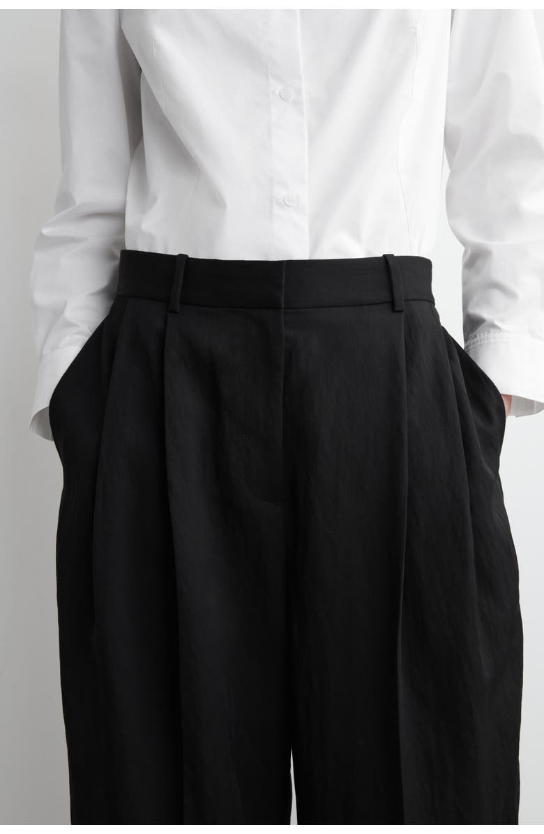 COS Relaxed Fluid Wide-Leg Pants, Alternate, color, Black