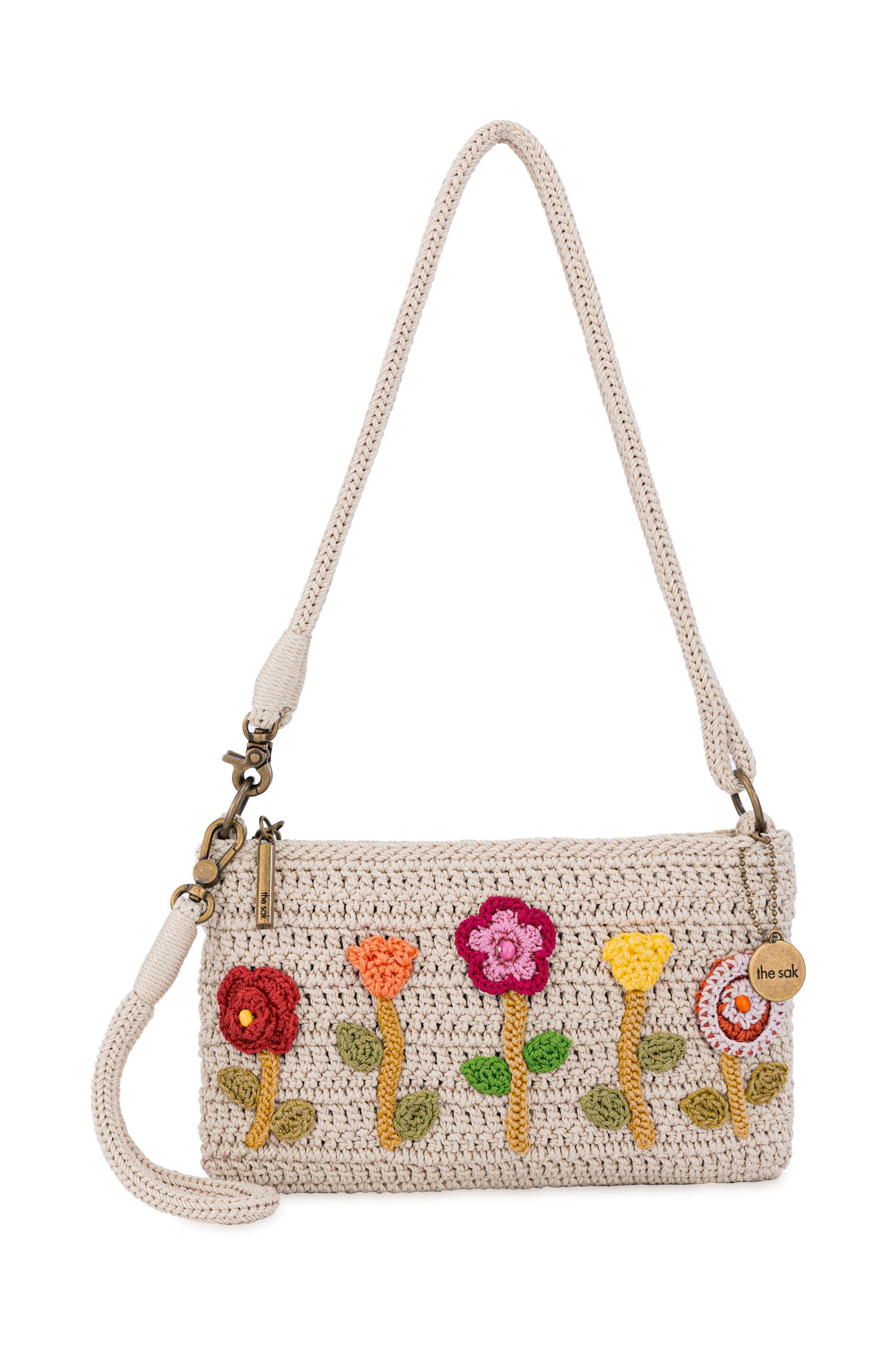 Vita Hand Crochet Crossbody Wristlet, Main, color, Flower Ecru