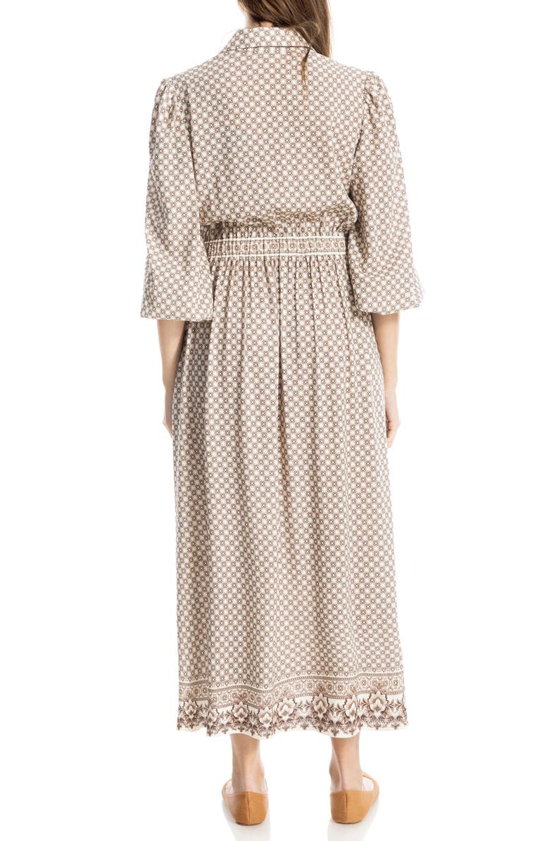 MAX STUDIO Embroidered Shirtdress, Alternate, color, Sepia Magnolia Curly Grid