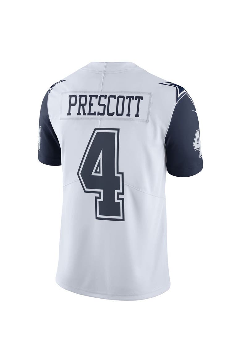 Men's Nike Dak Prescott Dallas Cowboys White Color Rush Vapor Limited Jersey, Alternate, color, White