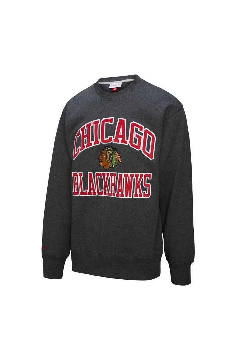 Mitchell & Ness Men's Mitchell & Ness Heather Charcoal Chicago Blackhawks Playoff Win Fleece Pullover Sweatshirt, Alternate, color, 