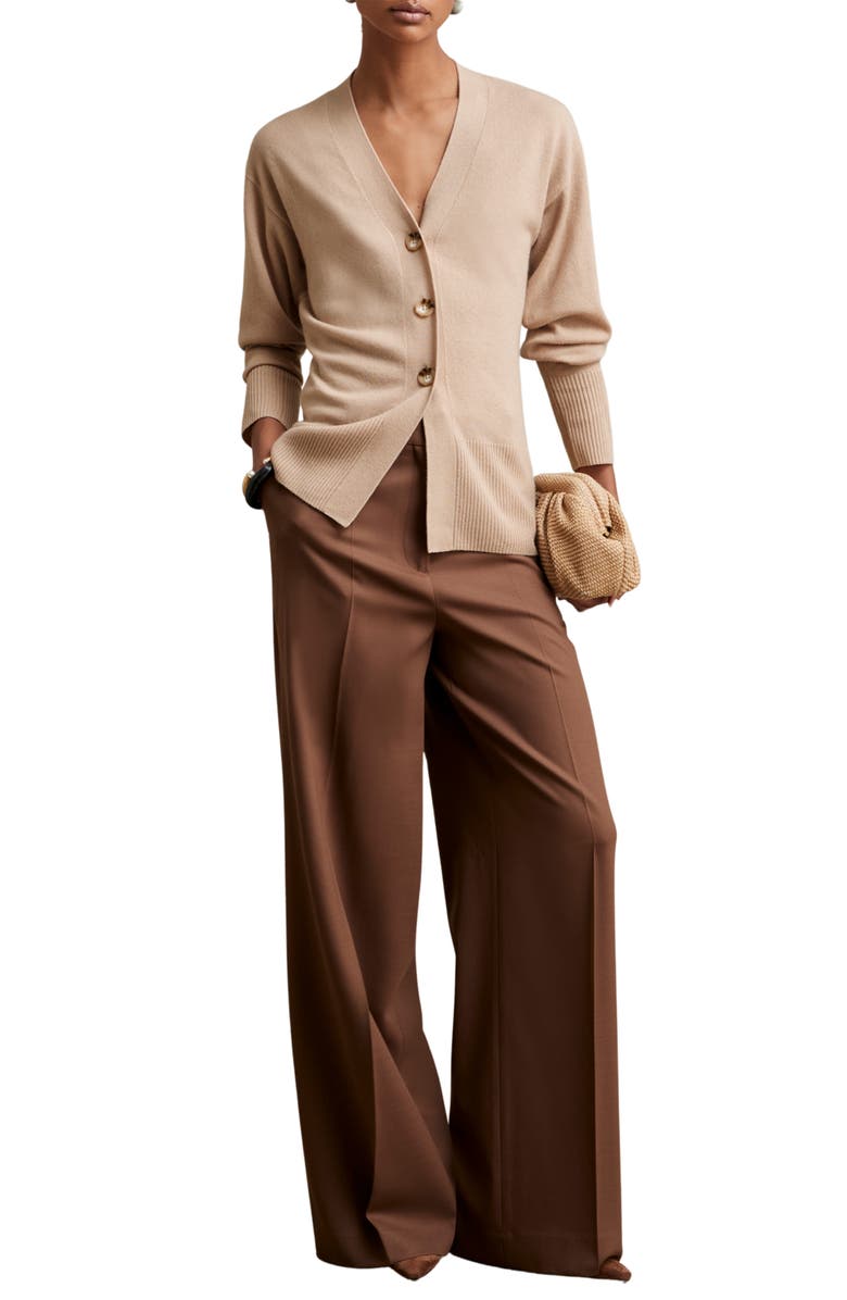 Reiss Tyle Wool & Cashmere Blend Cardigan, Alternate, color, Neutral