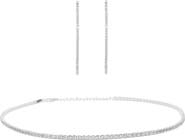 Bearfruit Jewelry Sterling Silver 18k Gold Plated Cherie Tennis Necklace & Earrings Set Statement
