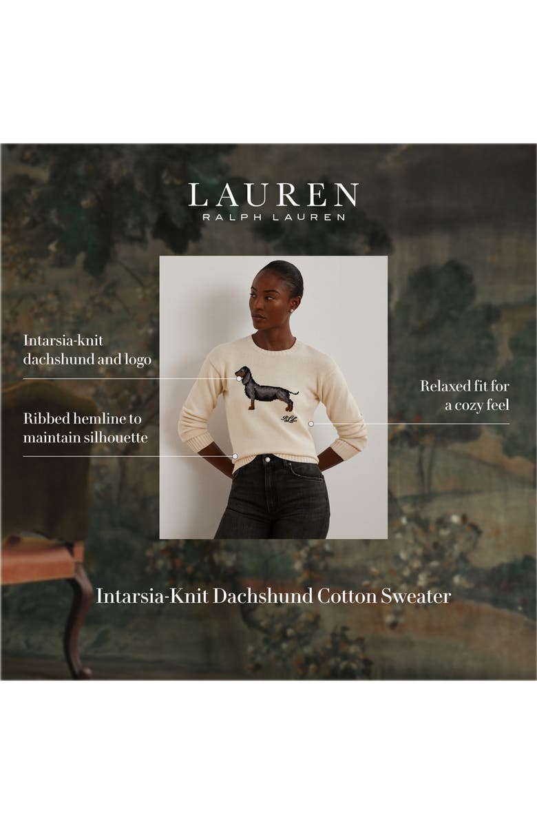 Lauren Ralph Lauren Intarsia Dachshund Cotton Sweater, Alternate, color,