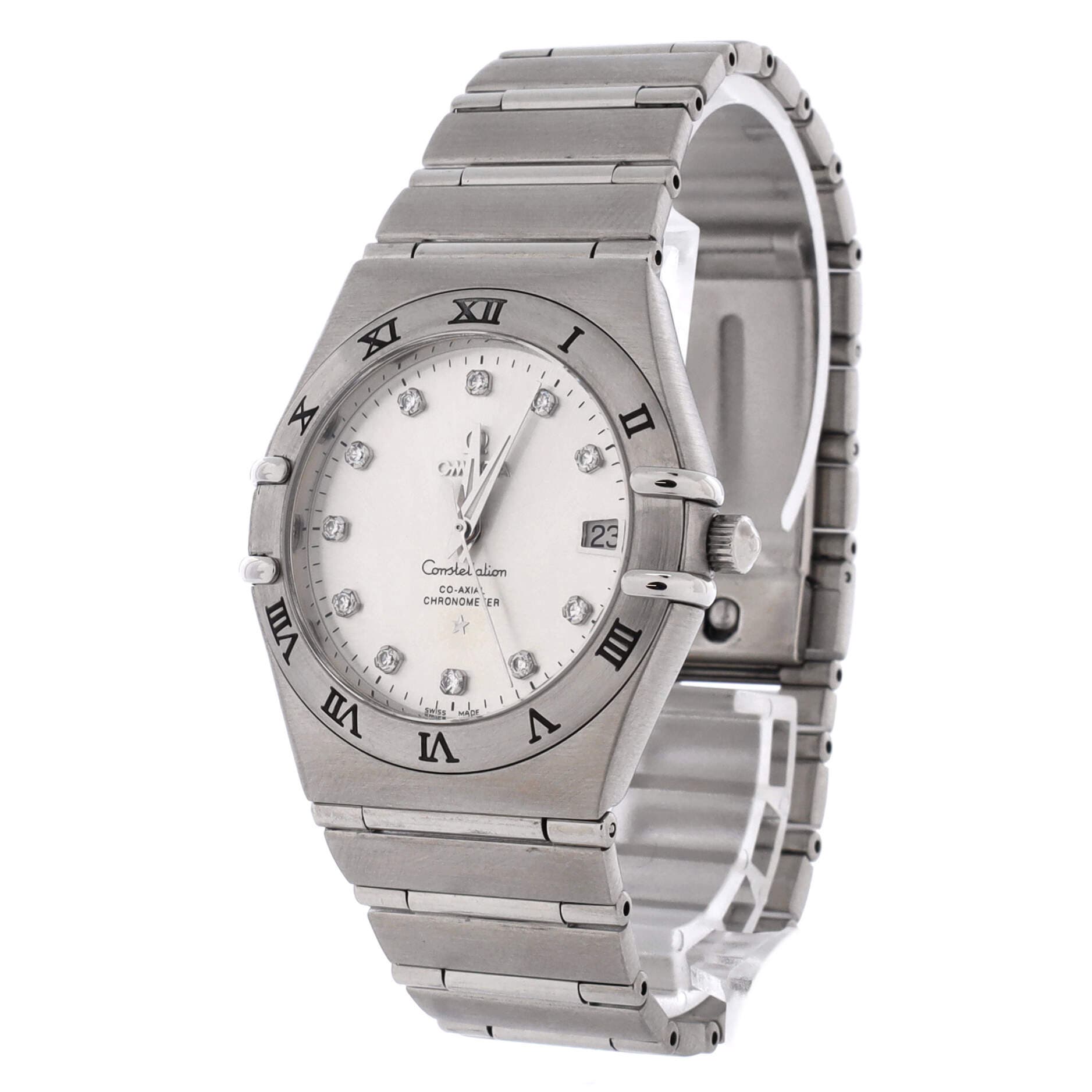 Constellation Co-Axial Chronometer Automatic Watch Stainless Steel with Diamond Markers 35, Alternate, color, Metallic Silver