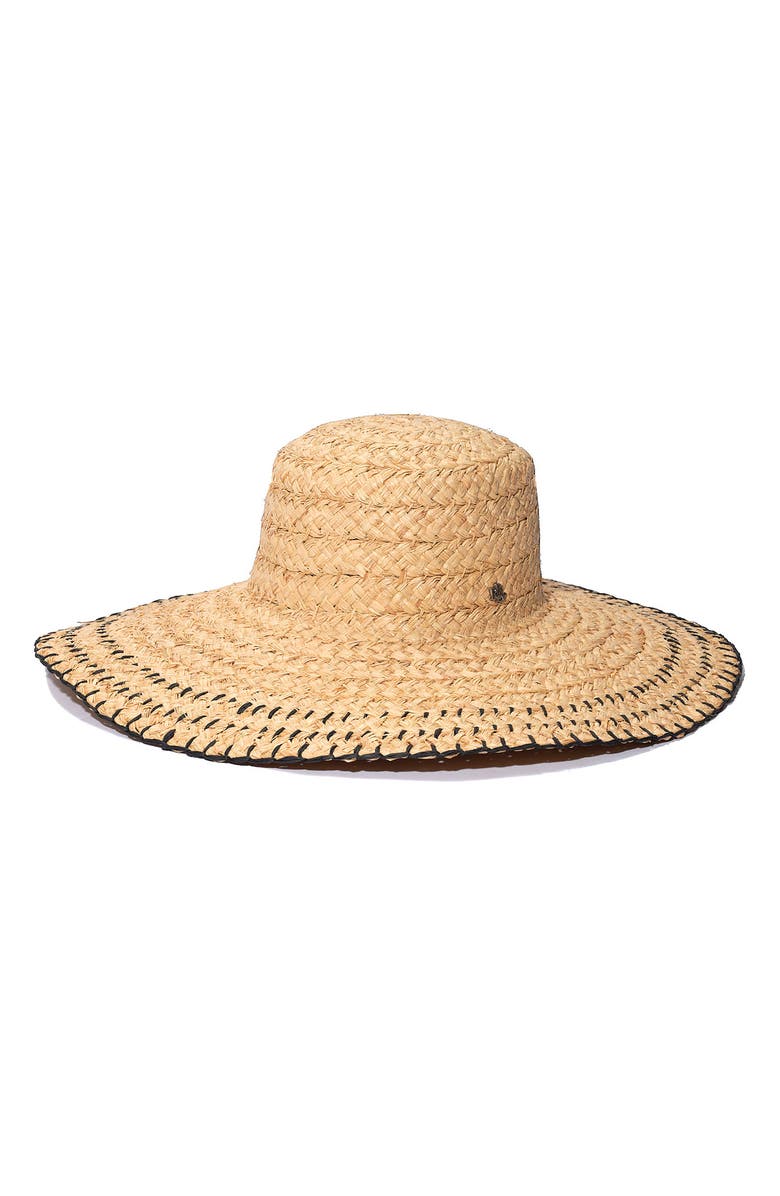 Lauren Ralph Lauren Contrast Trim Raffia Straw Hat, Main, color,