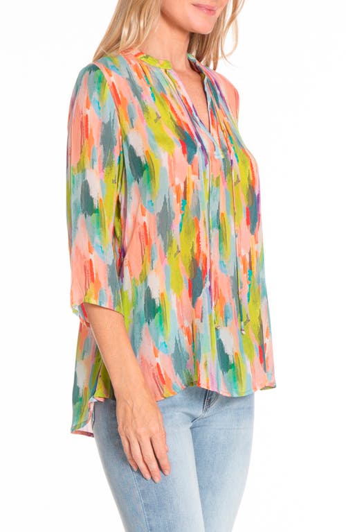 Apny Olivia Pull-on Straight Leg Crop Jean With Geo Embroidery In L. Indigo In Multi