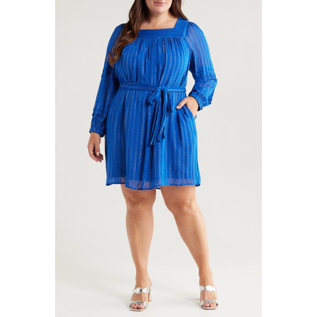 CIEBON CIEBON BERA METALLIC STRIPE LONG SLEEVE DRESS