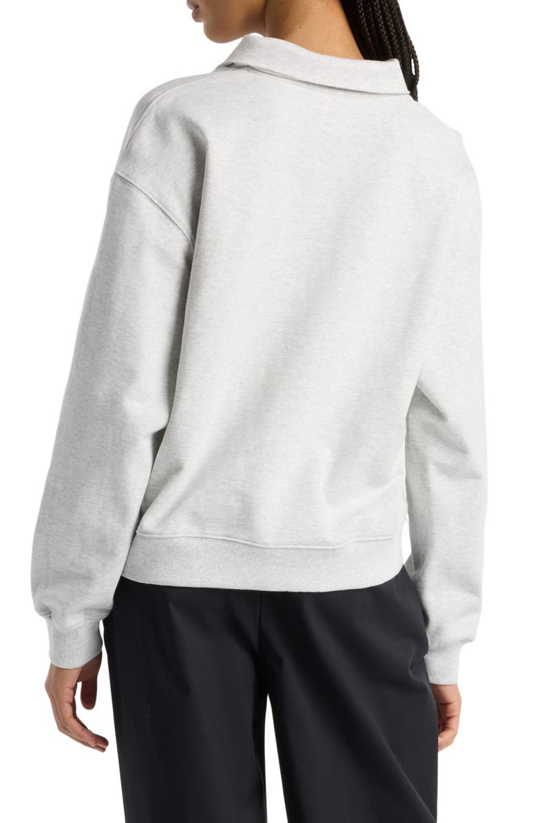 New Balance Oversize French Terry Polo Sweatshirt, Alternate, color, Ash Heather