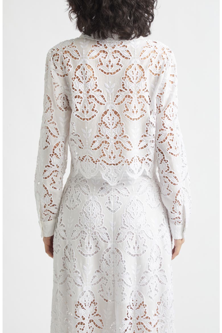 Jilly Floral Embroidery Crop Shirt, Alternate, color, OPTIC