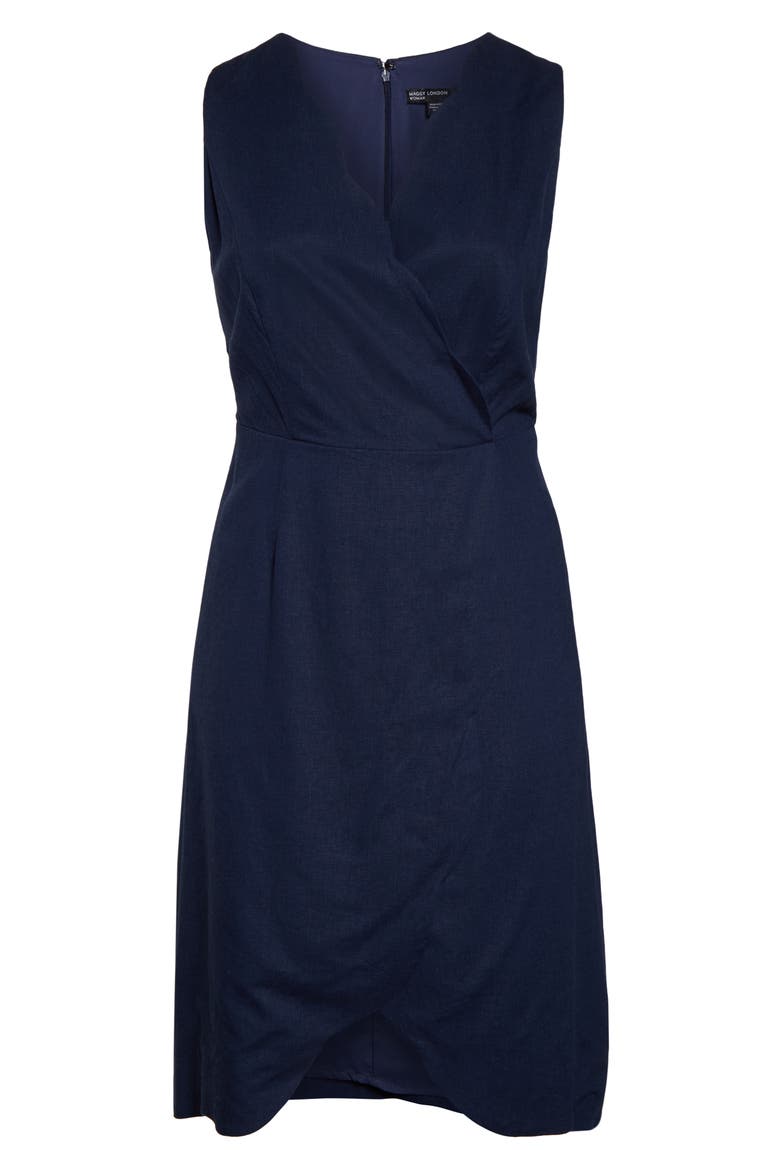 Rochelle Linen Blend Midi Dress, Alternate, color, NAVY
