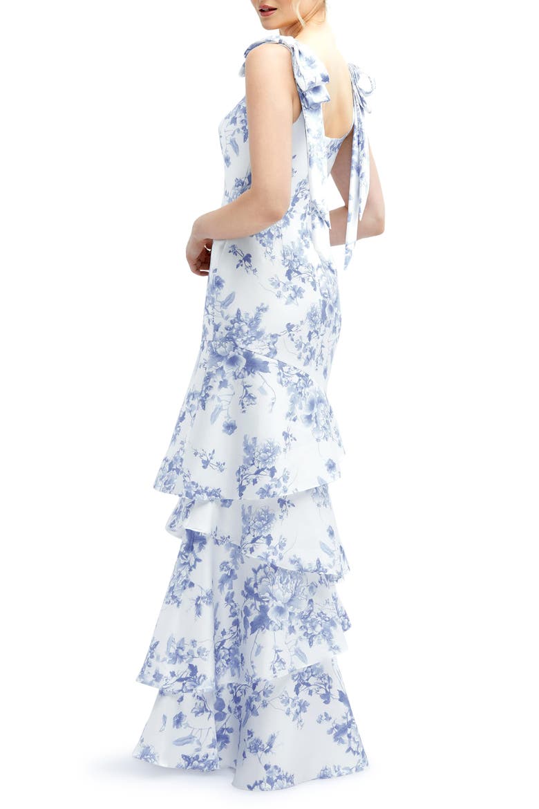 Floral Print Ruffle Tie Strap Gown, Alternate, color, COTTAGE ROSE-LARKSPUR PRINT